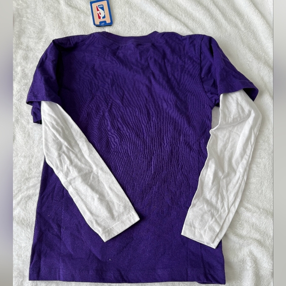 NWT Adidas Kids Sacramento Kings Purple and White Long Sleeve Tee Small - Picture 2 of 3